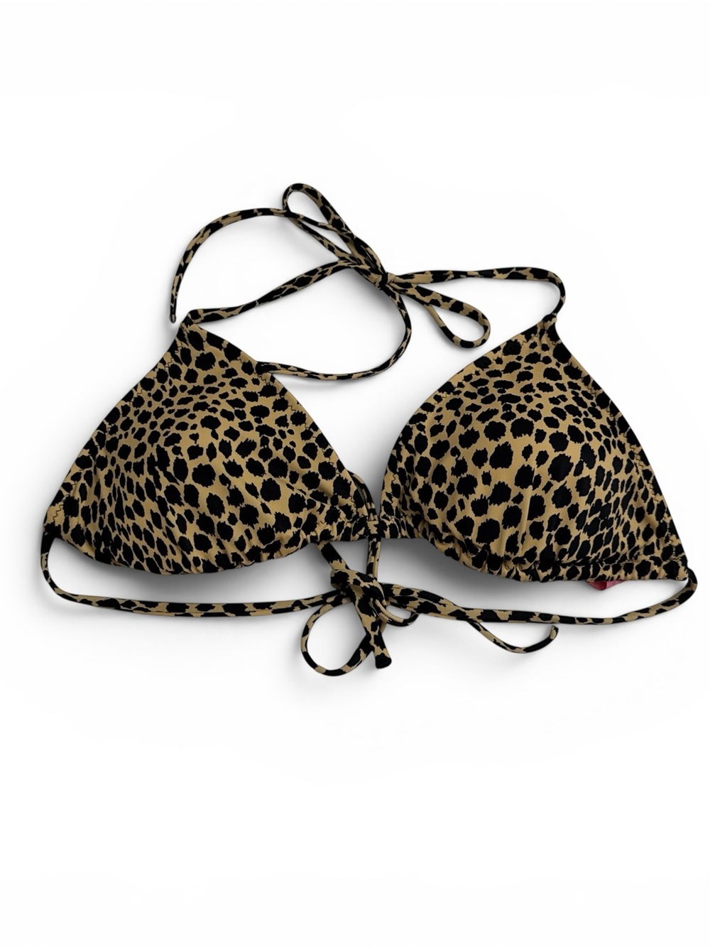 Victorias Secret Large Leopard Triangle Plunge Padded Halter Bikini Top Swim